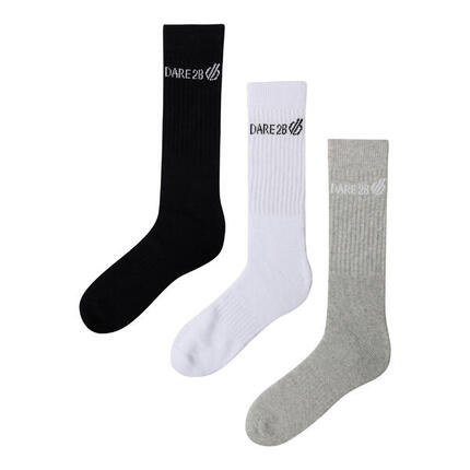 Chaussettes Dare 2B lot 3 noir blanc gris - Coton performant, maintien