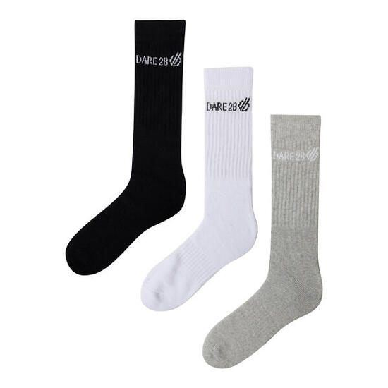 Chaussettes Dare 2B lot 3 noir blanc gris - Coton performant, maintien