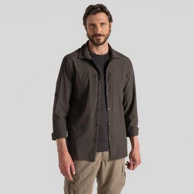 Camicia da trekking uomo Craghoppers NosiLife Pro V maniche lunghe verde