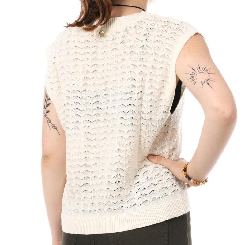 Pull Sans Manches Blanc Femme Deeluxe Kaya