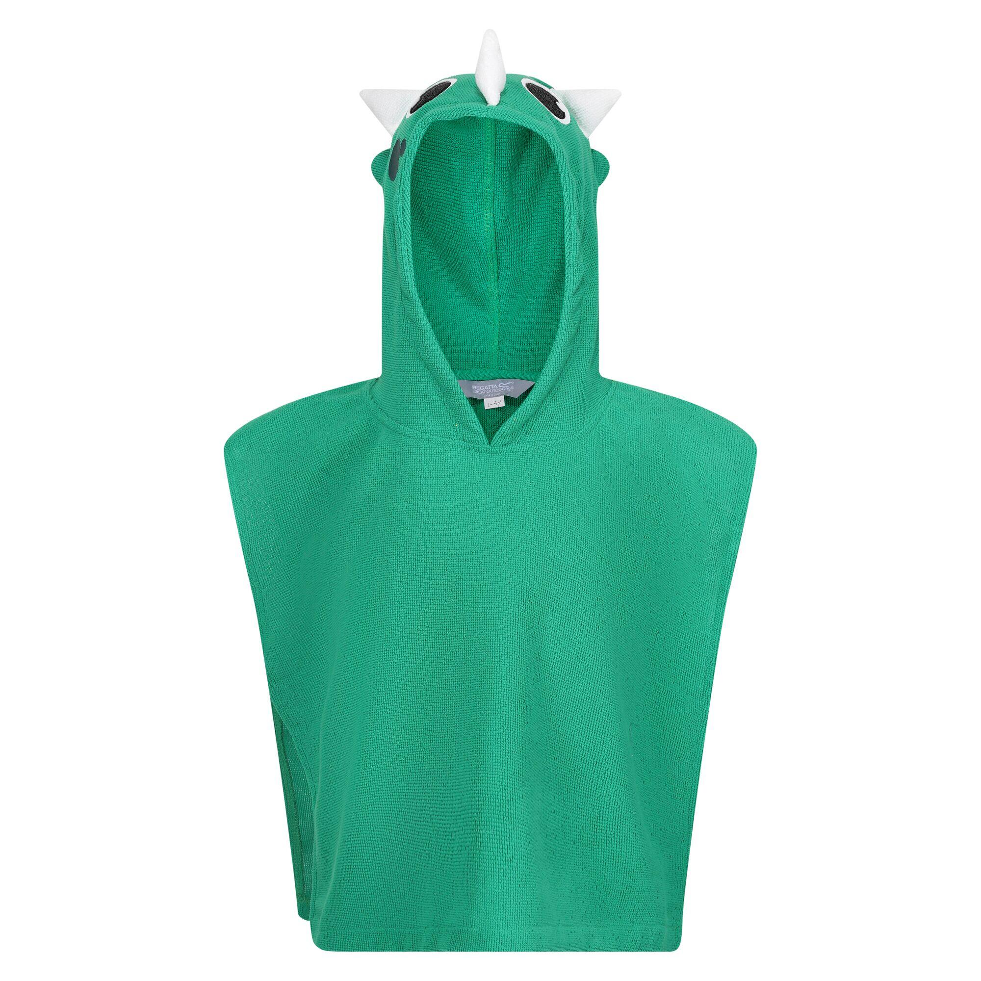 REGATTA Childrens/Kids Stompy The Dinosaur Hooded Towel (Jellybean Green)