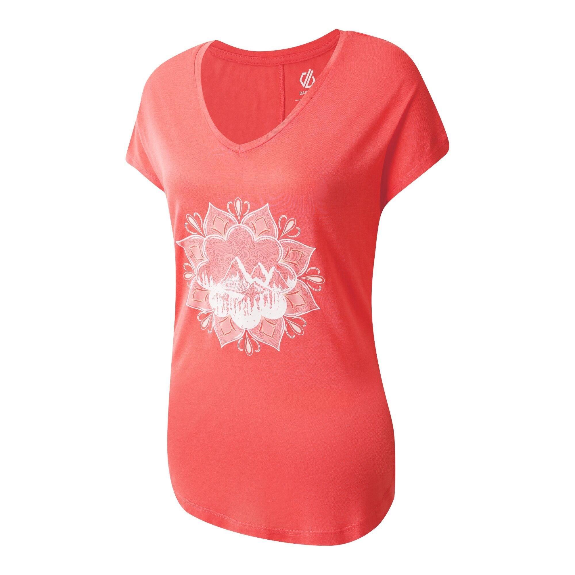 Dames Serene Bloemen TShirt (Perzikbloesem) 3/5
