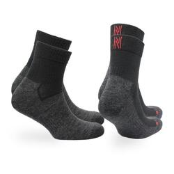 2 Paires - Chaussettes Randonnée 60% Laine Mérinos - Anti-Ampoules Leonardo QTR