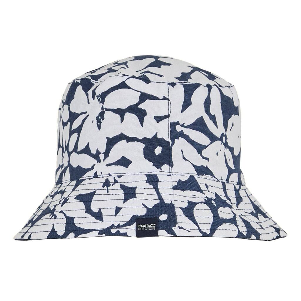 Womens/Ladies Abstract Floral Reversible Bucket Hat (Navy)