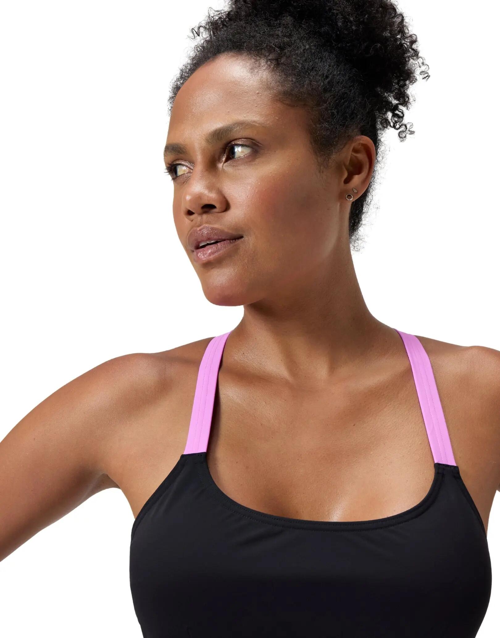 Speedo Shaping Crossback Swimsuit - Black/Pink 2/5