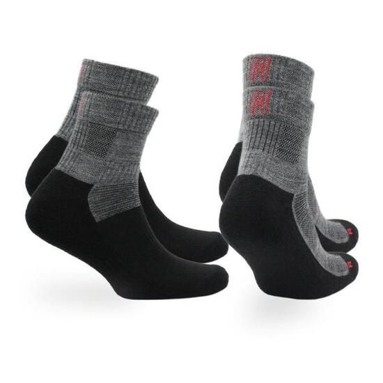 2 Paires - Chaussettes Randonnée 60% Laine Mérinos - Anti-Ampoules Leonardo QTR