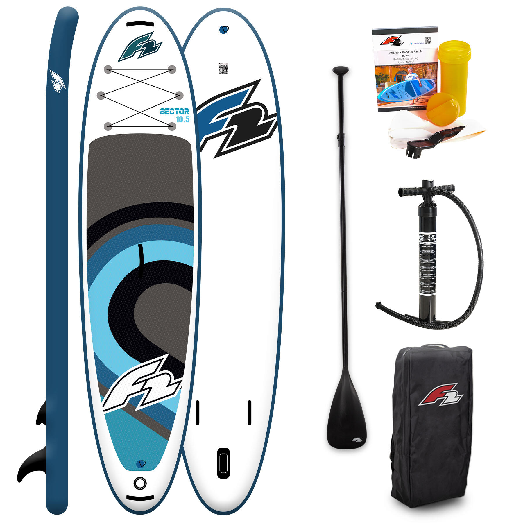 F2 F2 Sector SMU 10,5 Marken SUP 320cm aufblasbares Stand Up Paddle Board + Zubehör