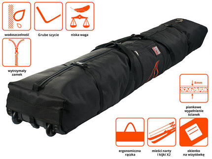 Pokrowiec na 2 pary nart na kółkach SnowSport Prestige Double Ski Bag Roller
