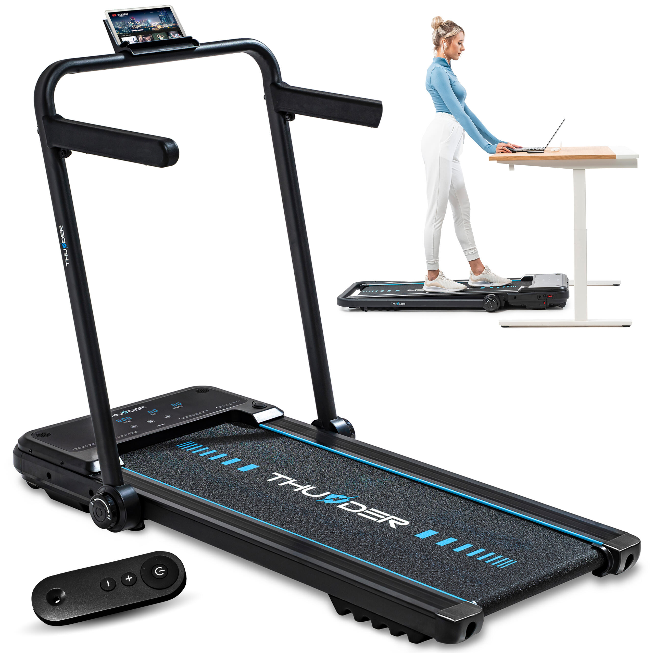 THUNDER Cinta de correr eléctrica plegable 130 kg THUNDER IMPACT-BLACK 12 km/h