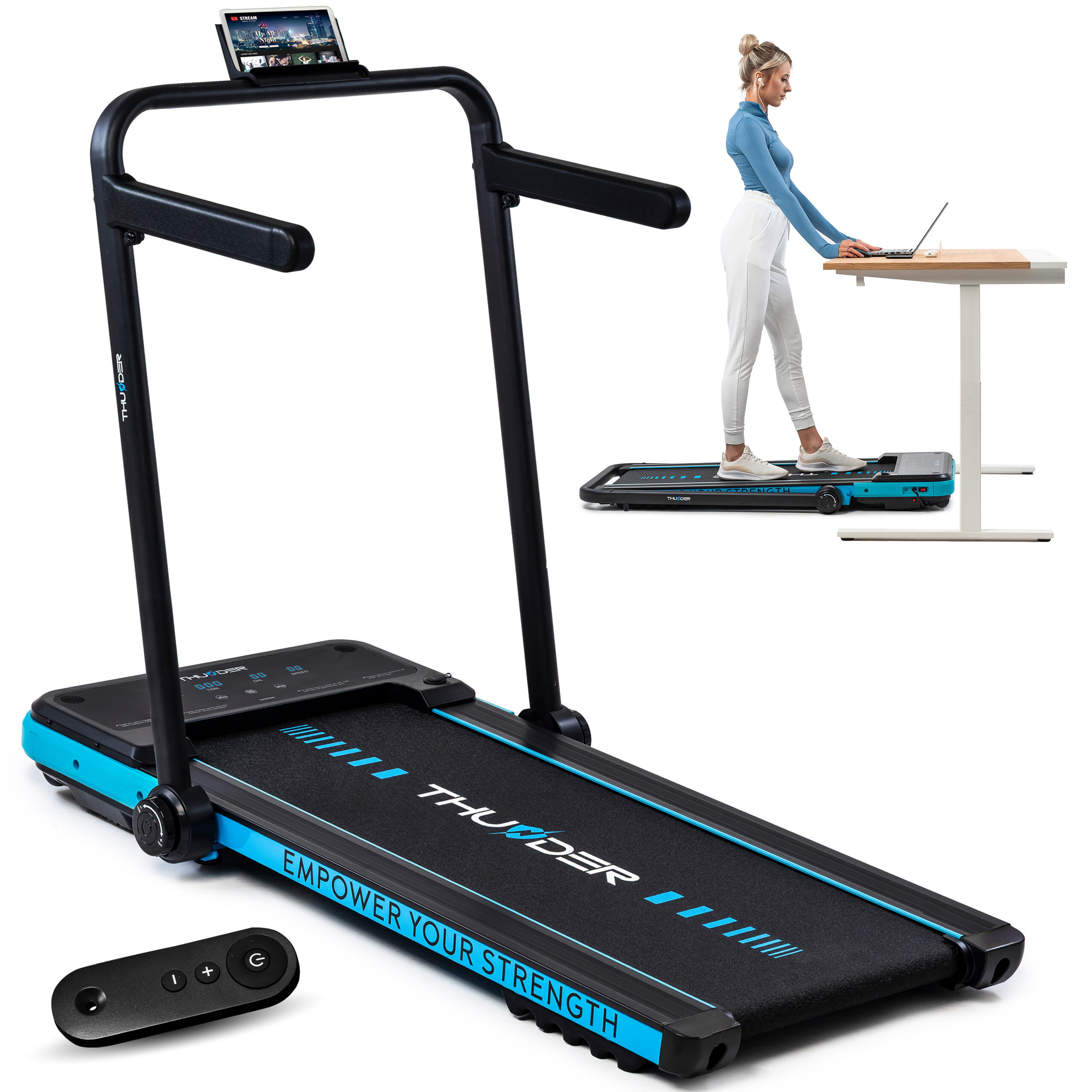 THUNDER Cinta de correr eléctrica plegable 130 kg THUNDER IMPACT-BLUE 12 km/h