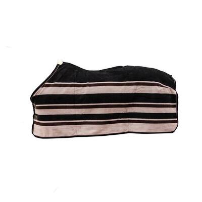 Fleece deken - strepen bruin/beige - 145/195