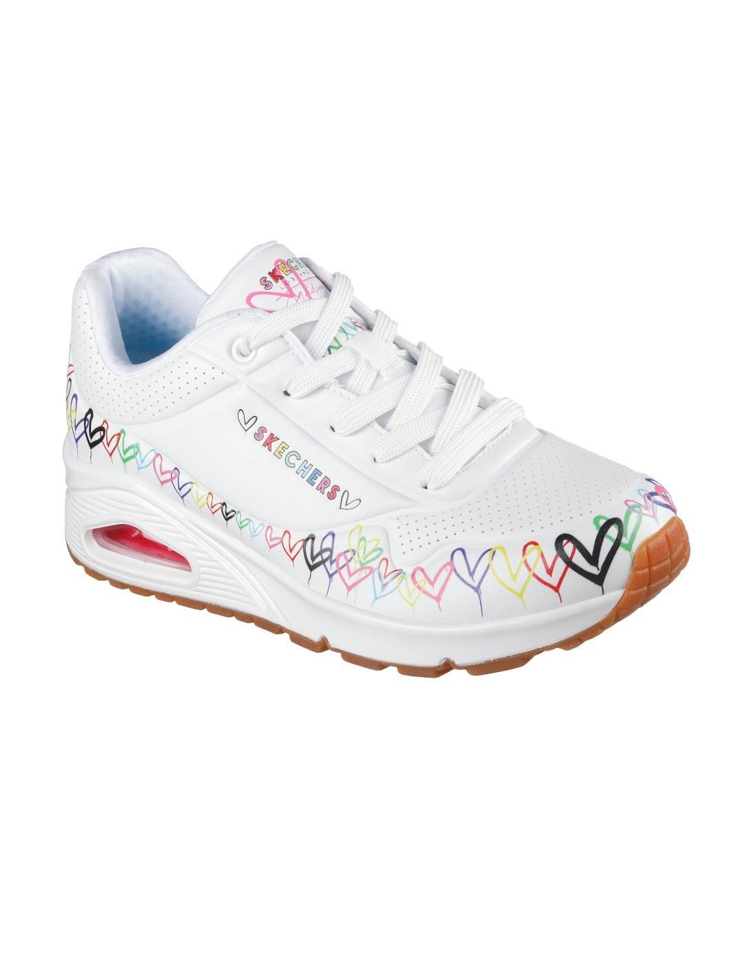 Baskets pour femme Skechers Jgoldcrown uno - love Blanc 3/5