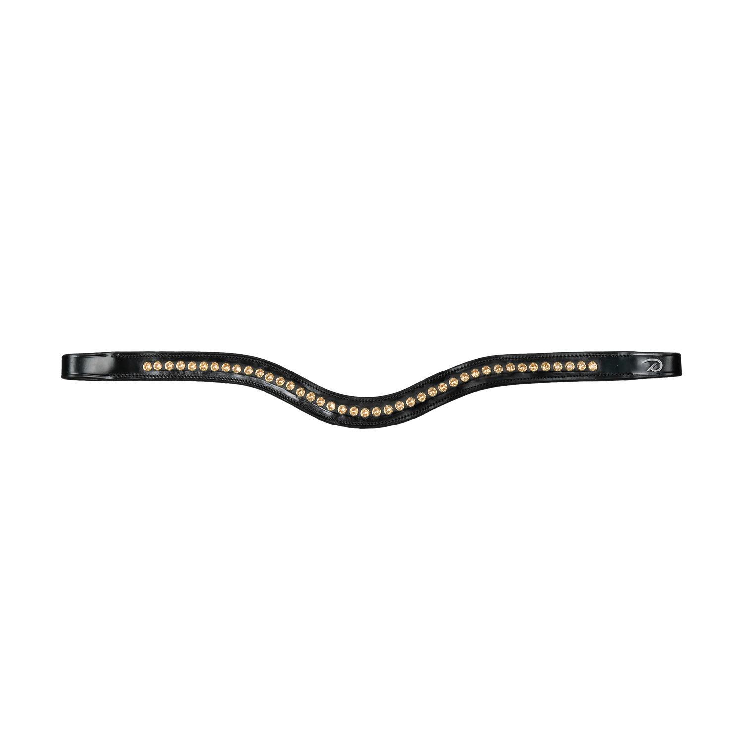 Dy'on  Gold Swarovski V-vormige Frontriem - New English Zwart - 1/4