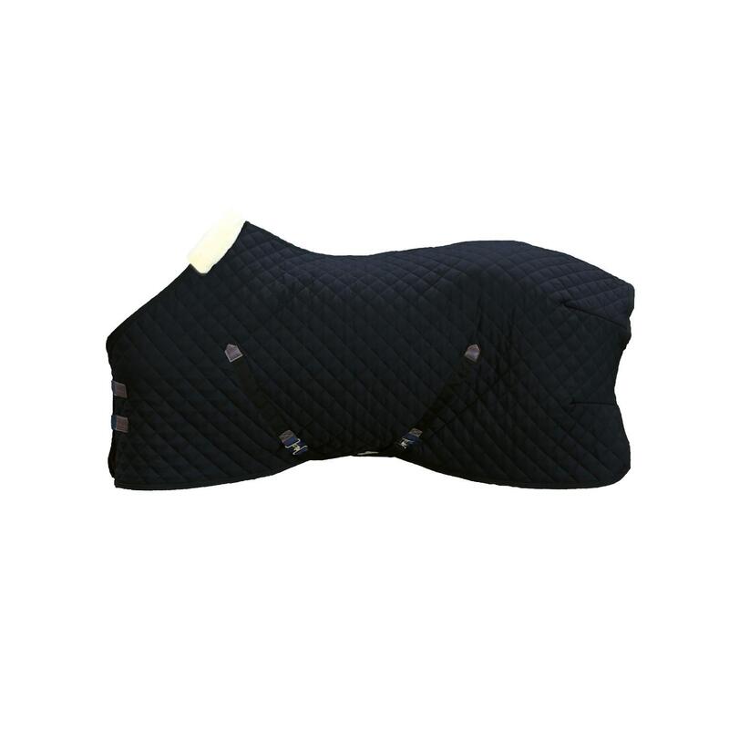 Couverture d’écurie - 600D - 80 cm / 4'0 - Fourrure de lapin vegan - Noir