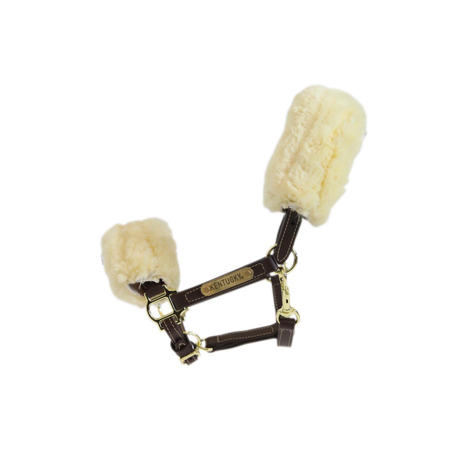 Kentucky Leder Halster + Wol (afneembaar) Bruin -