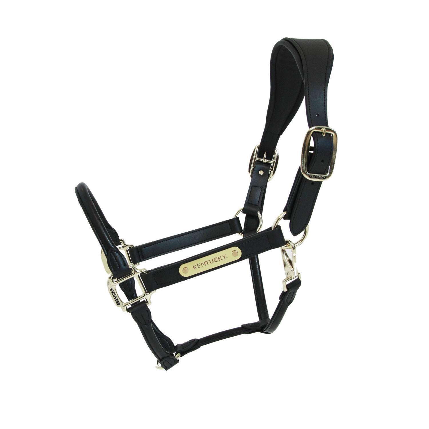 Kentucky Anatomische Leder Halster Zwart -