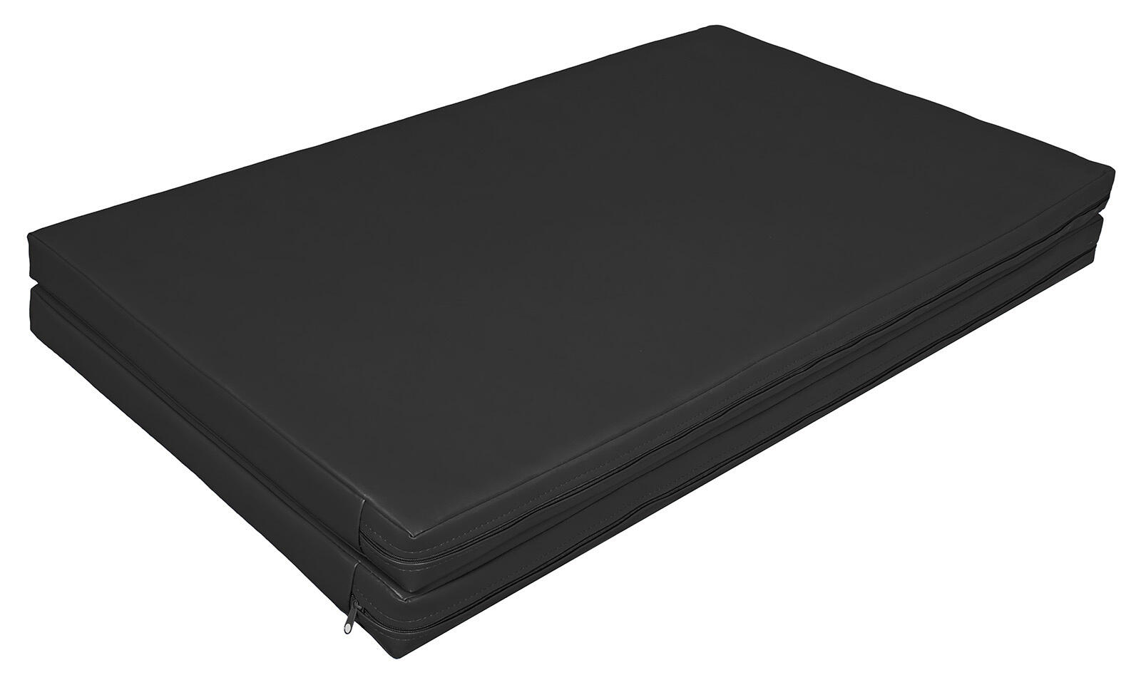 Materac dwuczęściowy z rzepami UNDERFIT 130 x 120 x 6 cm miękki czarny 6/7
