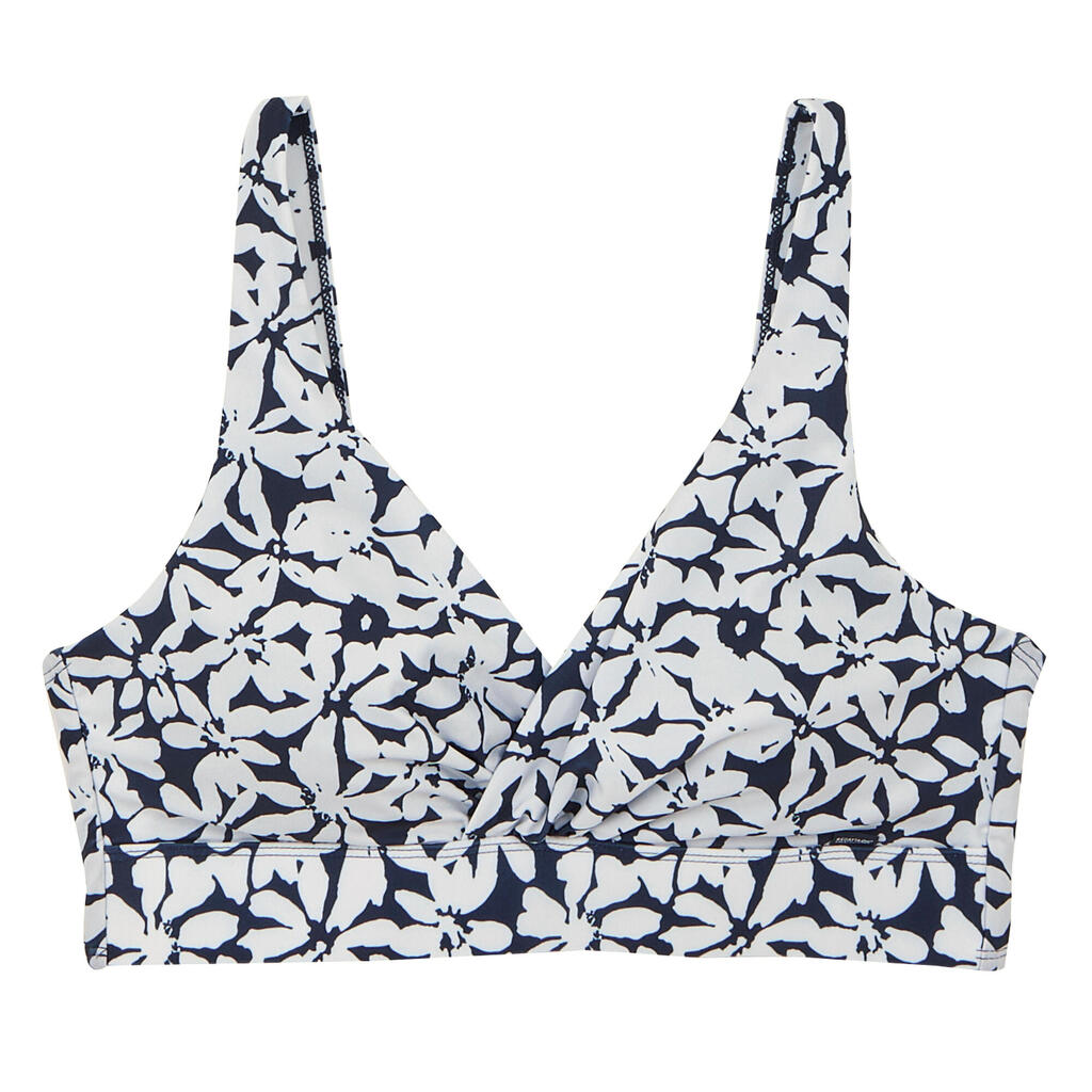 Womens/Ladies Paloma Large Floral Bikini Top (Navy/White)