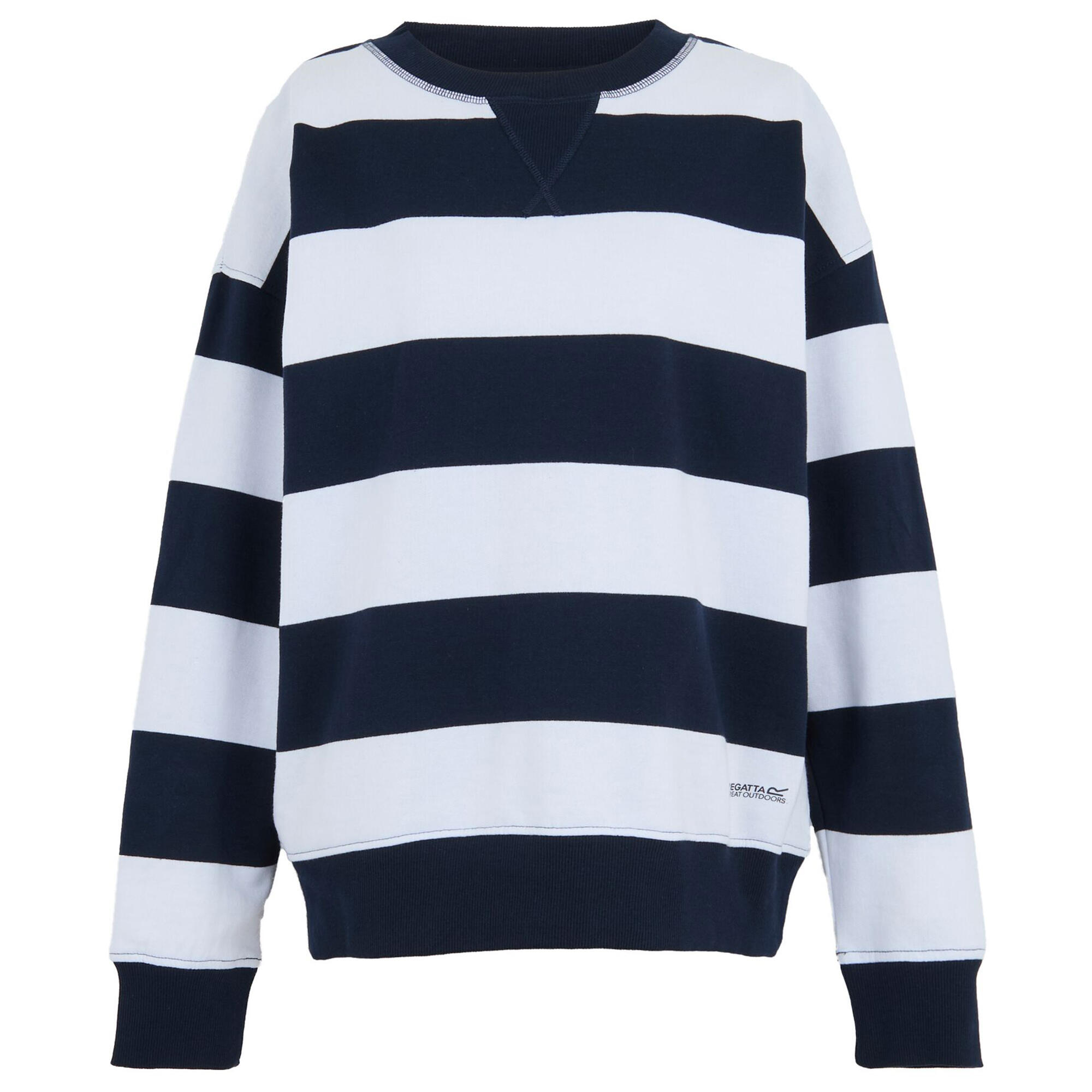 REGATTA Dames Avika II Stripe Crew Neck Trui (Marine, Wit)