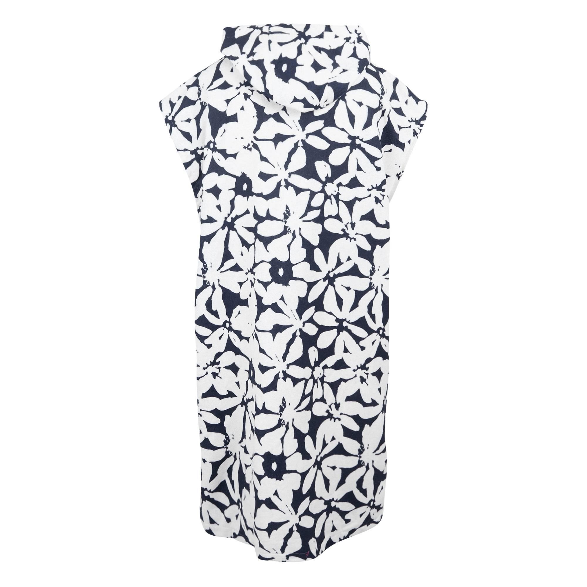 Toalla con Capucha Floral Grande para Adultos Unisex Marino, Blanco 2/5