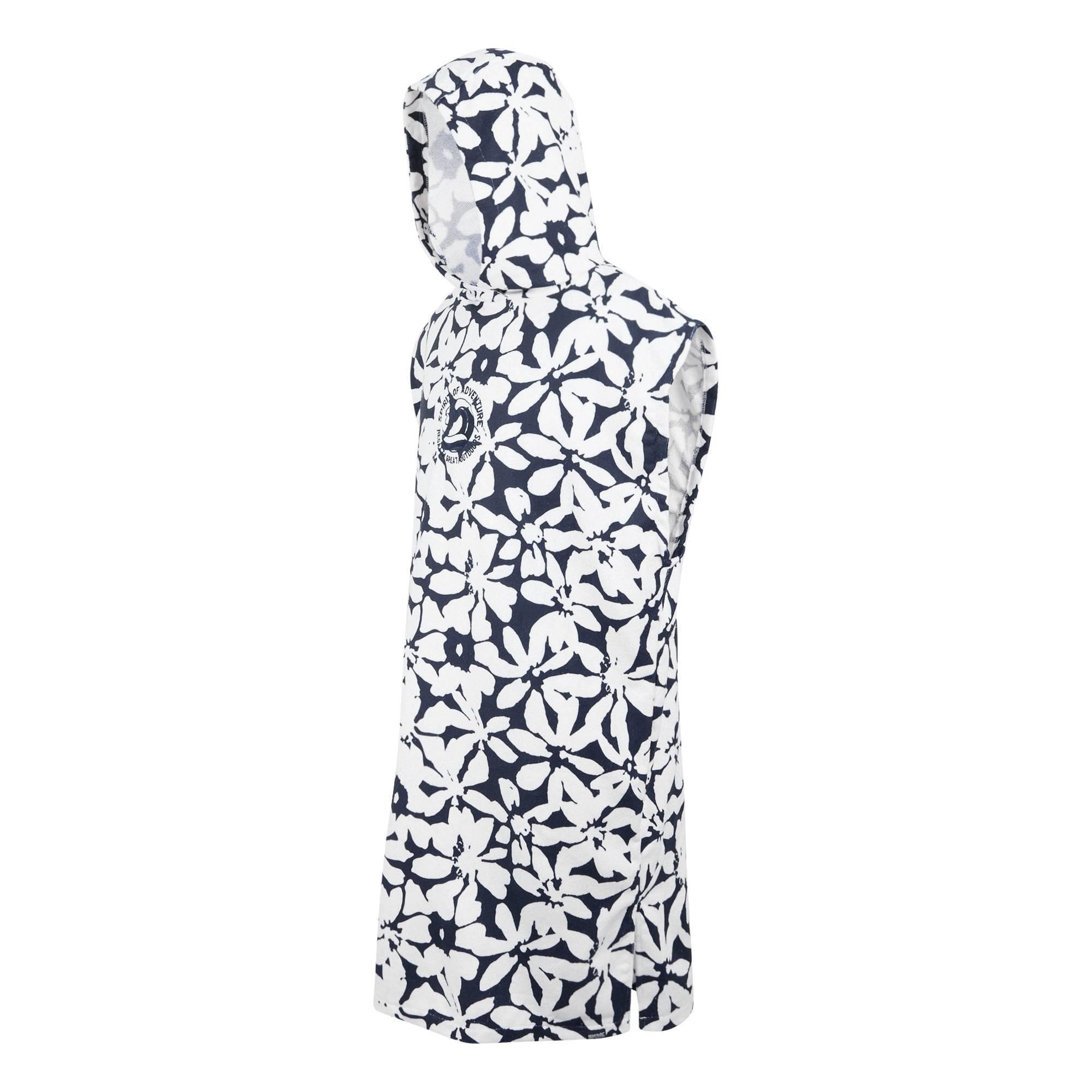 Toalla con Capucha Floral Grande para Adultos Unisex Marino, Blanco 3/5