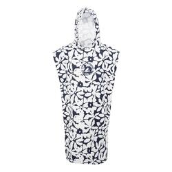 Poncho De Bain Motif/style Grandes Fleurs Adulte (Bleu Marine / Blanc)
