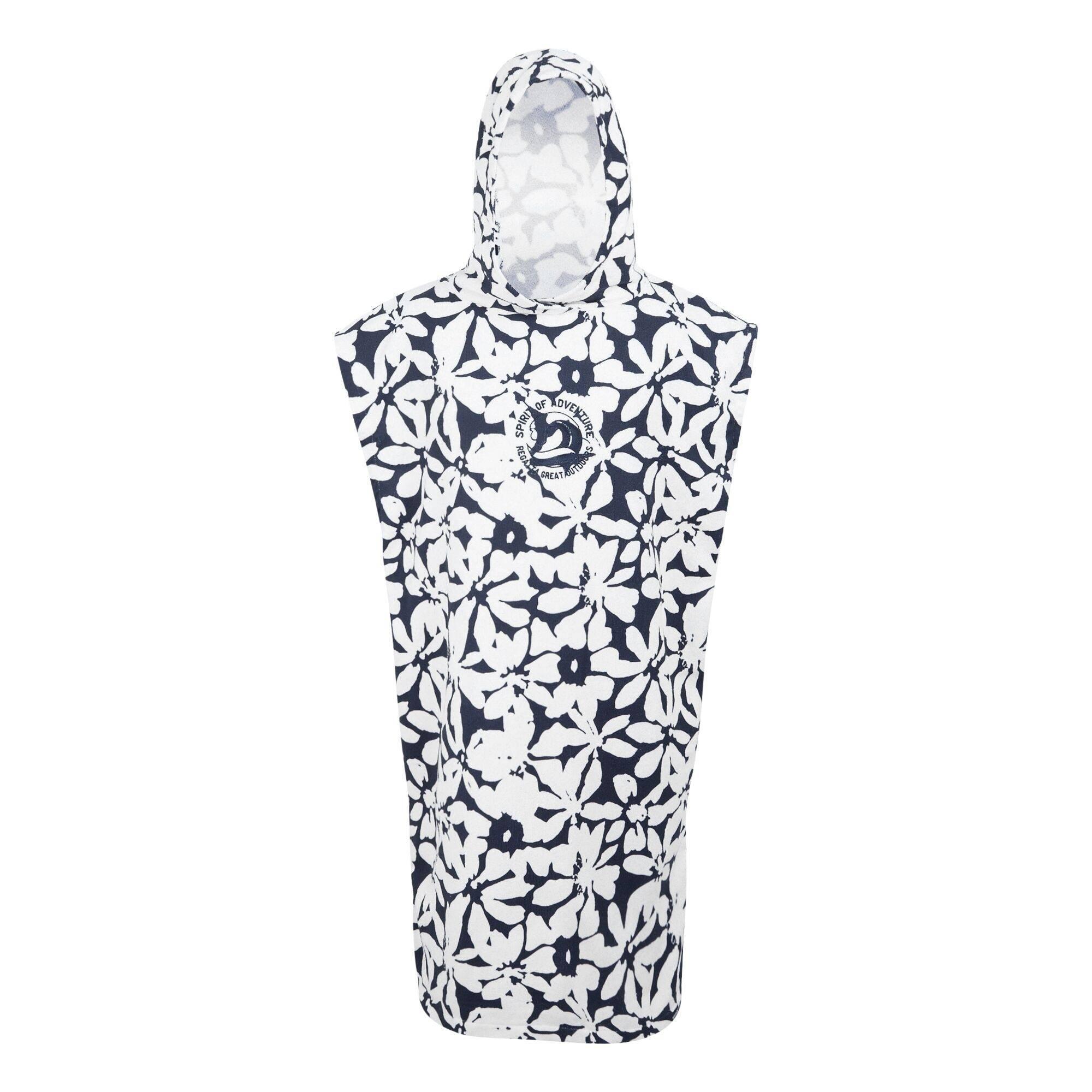 Regatta - Poncho De Bain Motif/style Grandes Fleurs Adulte (bleu Marine / Blanc) - Serviette - Blanc|bleu - 38 S - Decathlon
