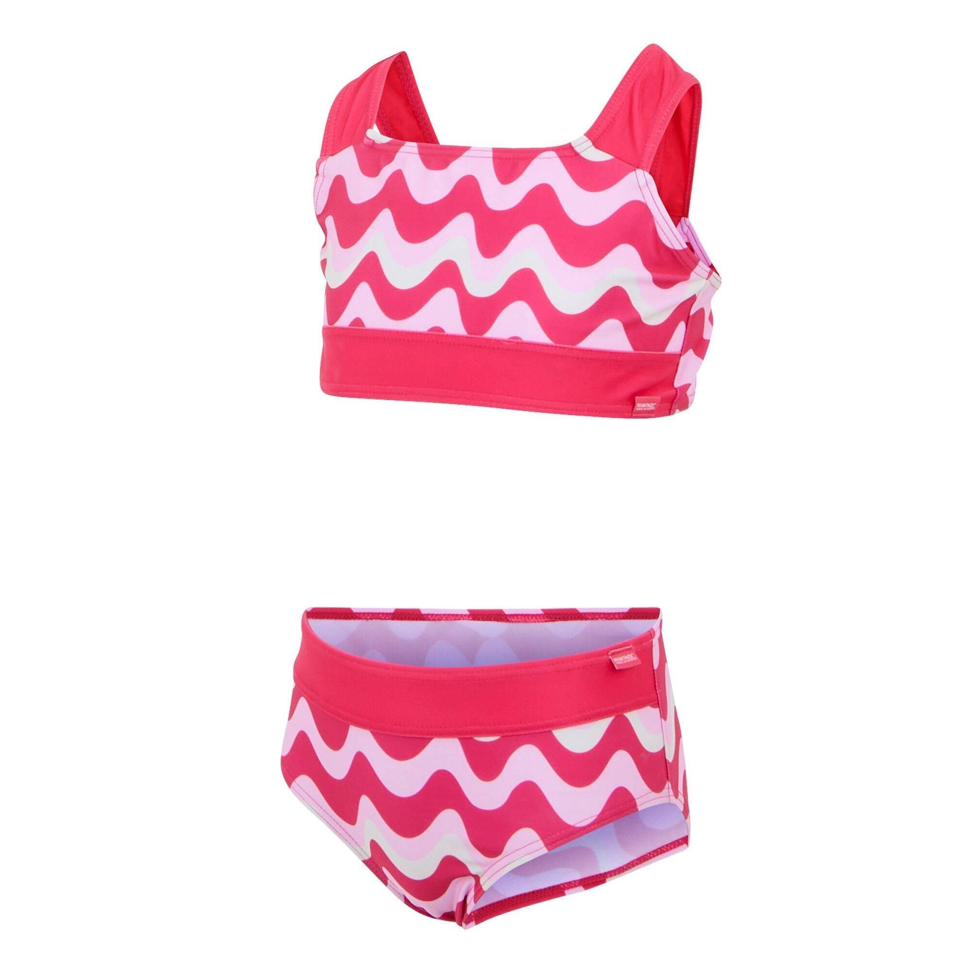 Girls Dakaria III Wavy Striped Bikini Set (Pop) 3/4