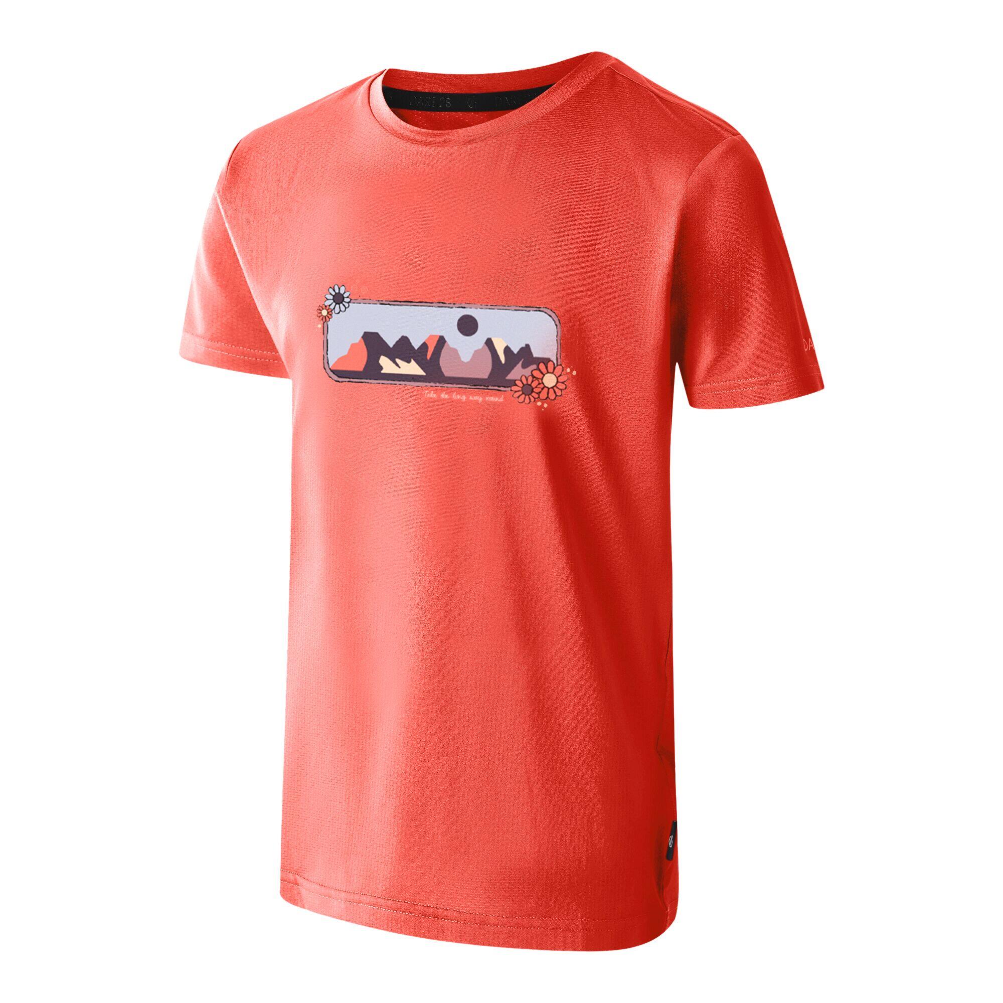 Childrens/Kids Amuse II Mountain TShirt (Peach Bloom) 3/4
