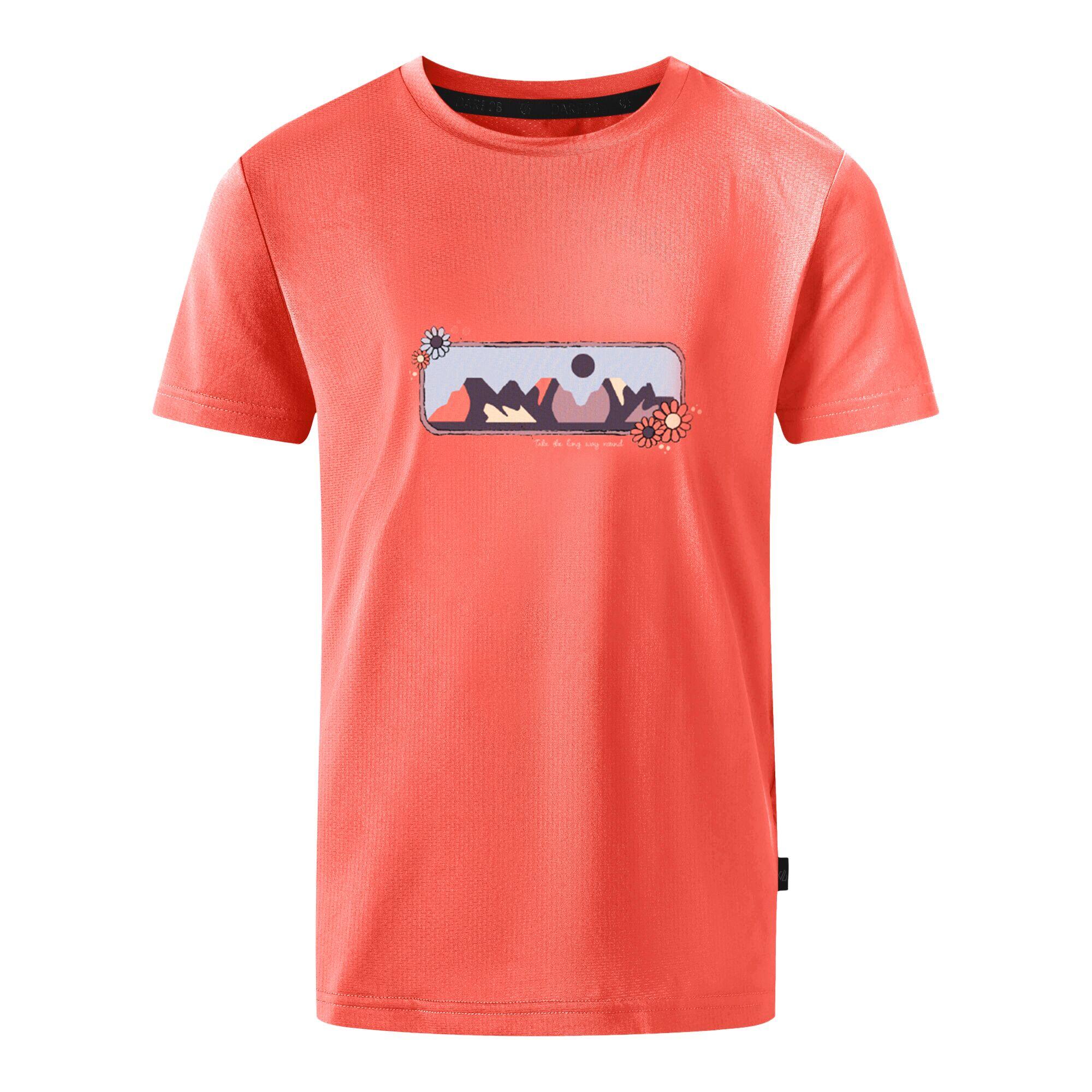 Childrens/Kids Amuse II Mountain TShirt (Peach Bloom) 1/4