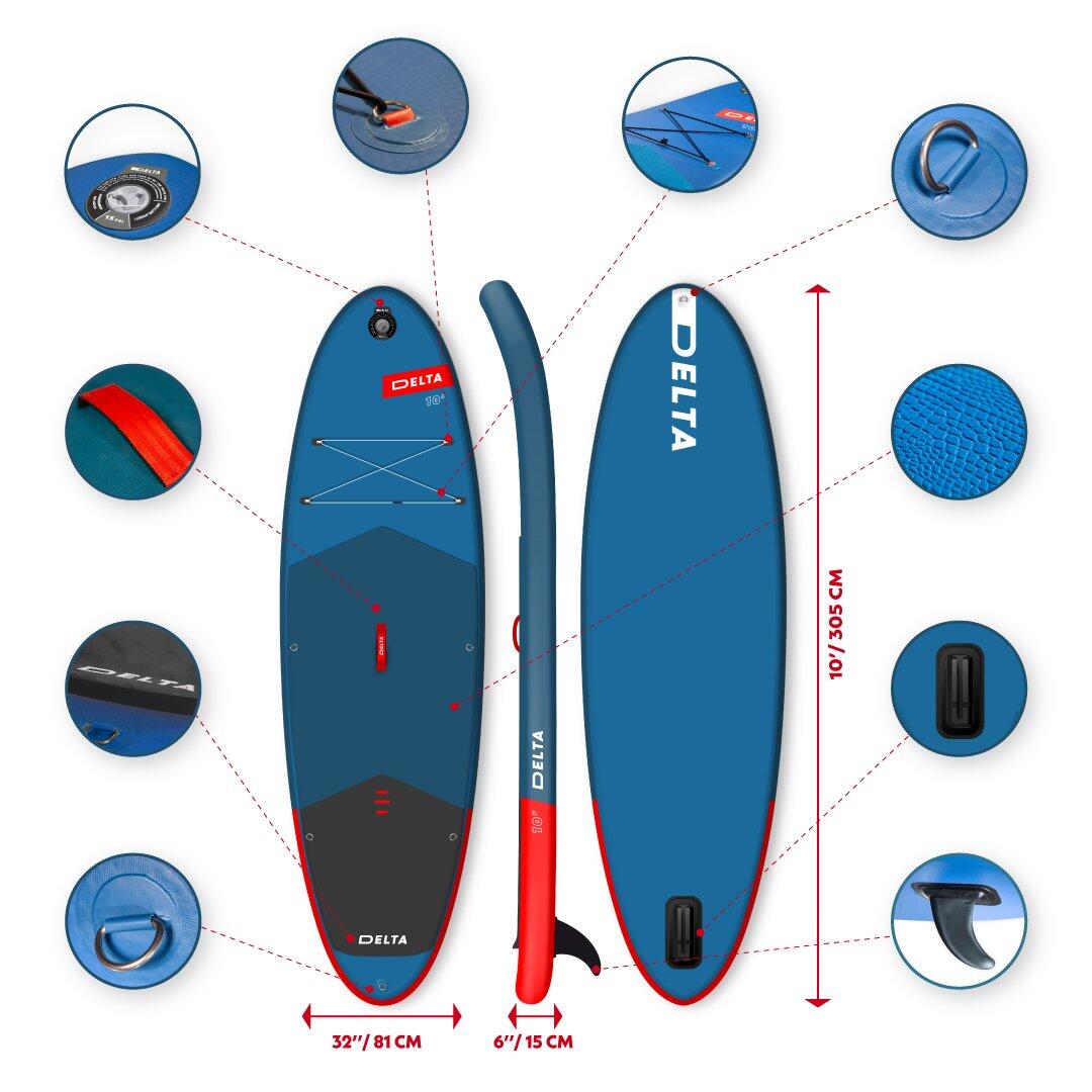 Stand Up Paddle aufblasbar Delta 10' (10'x32"x6") 6/8