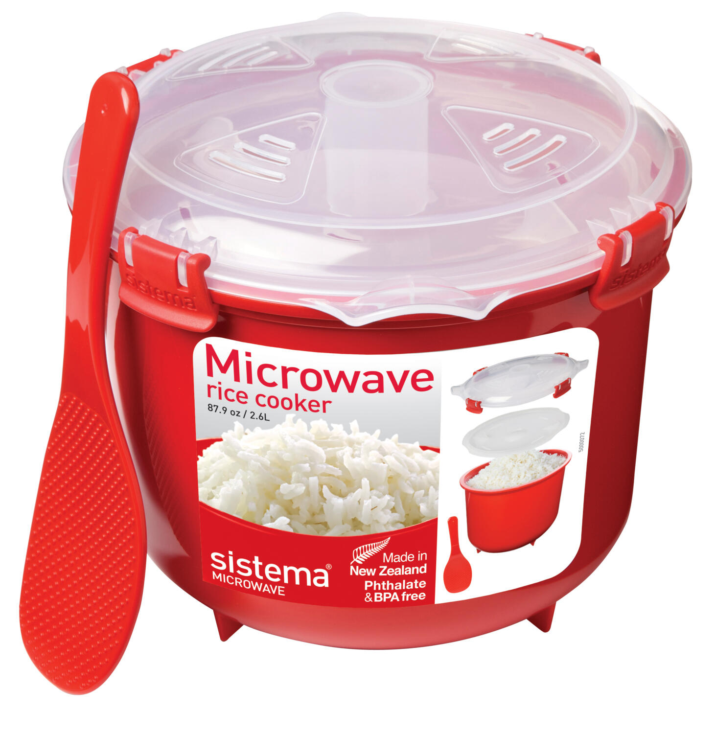 SISTEMA Rýžovar pro přípravu rýže v mikrovlnné troubě Microwave™ 2,6 l, červená