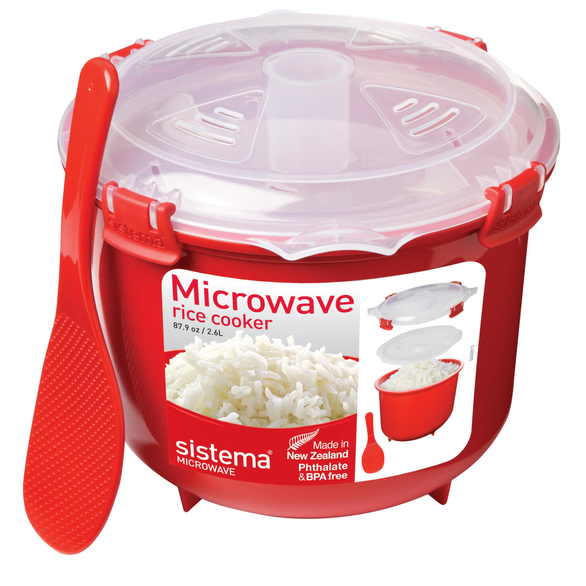 SISTEMA Rýžovar pro přípravu rýže v mikrovlnné troubě Microwave™ 2,6 l, červená