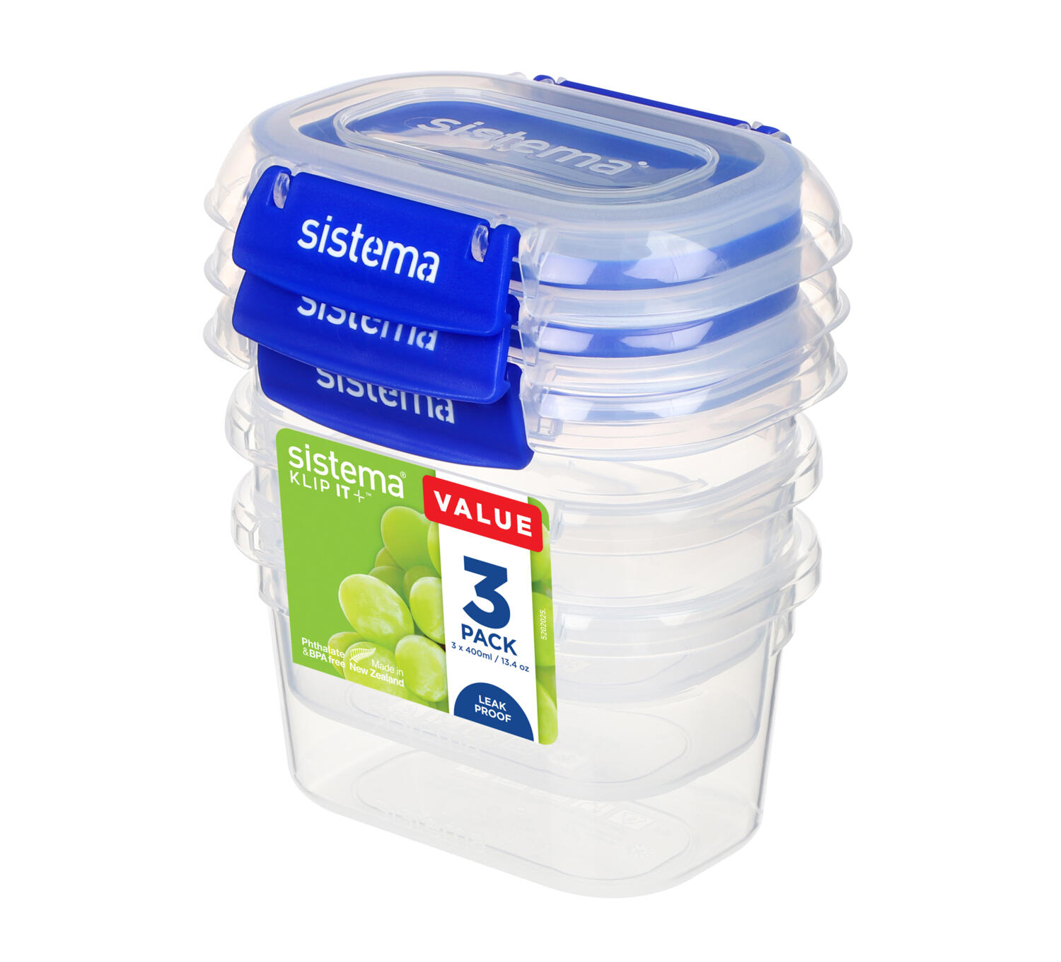SISTEMA Vodotěsný svačinový box KLIP IT PLUS™ - sada 3 ks - 3x 400 ml