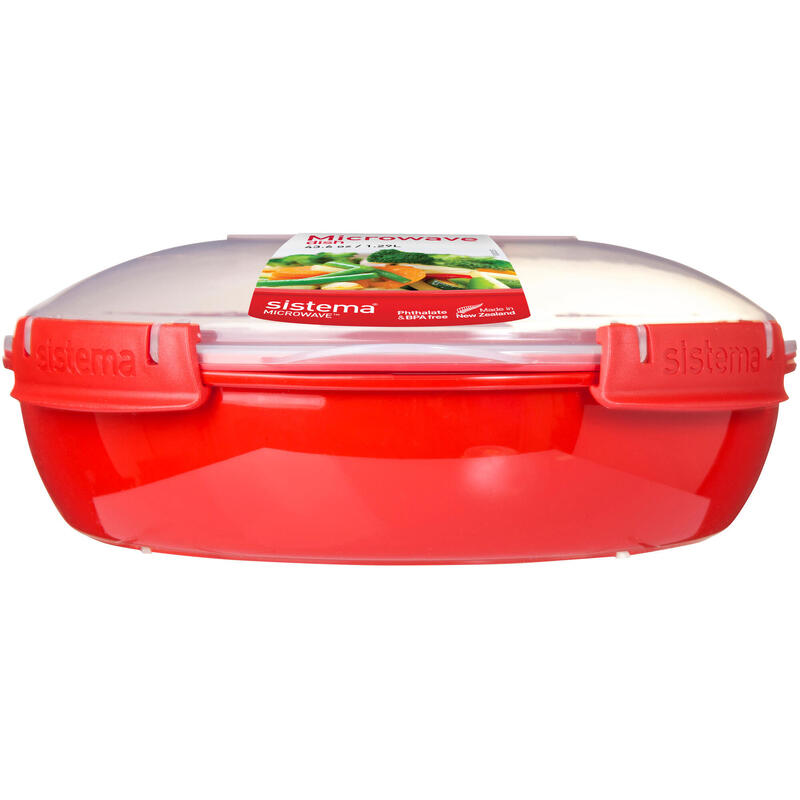 Microwave™ Kulatá miska pro skladování a ohřívání jídla 1,29 l, červená