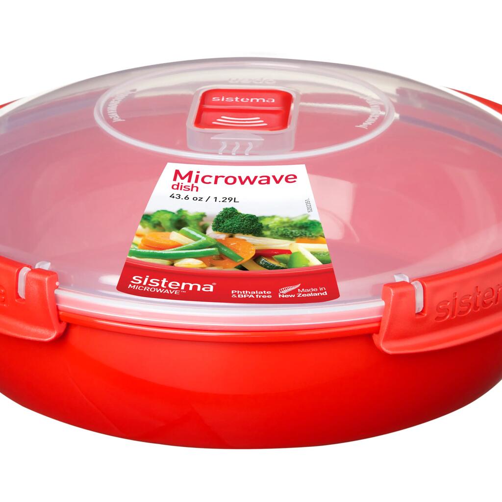 Okrúhla miska na uchovávanie a ohrievanie jedla Microwave™ 1,29 l, červená