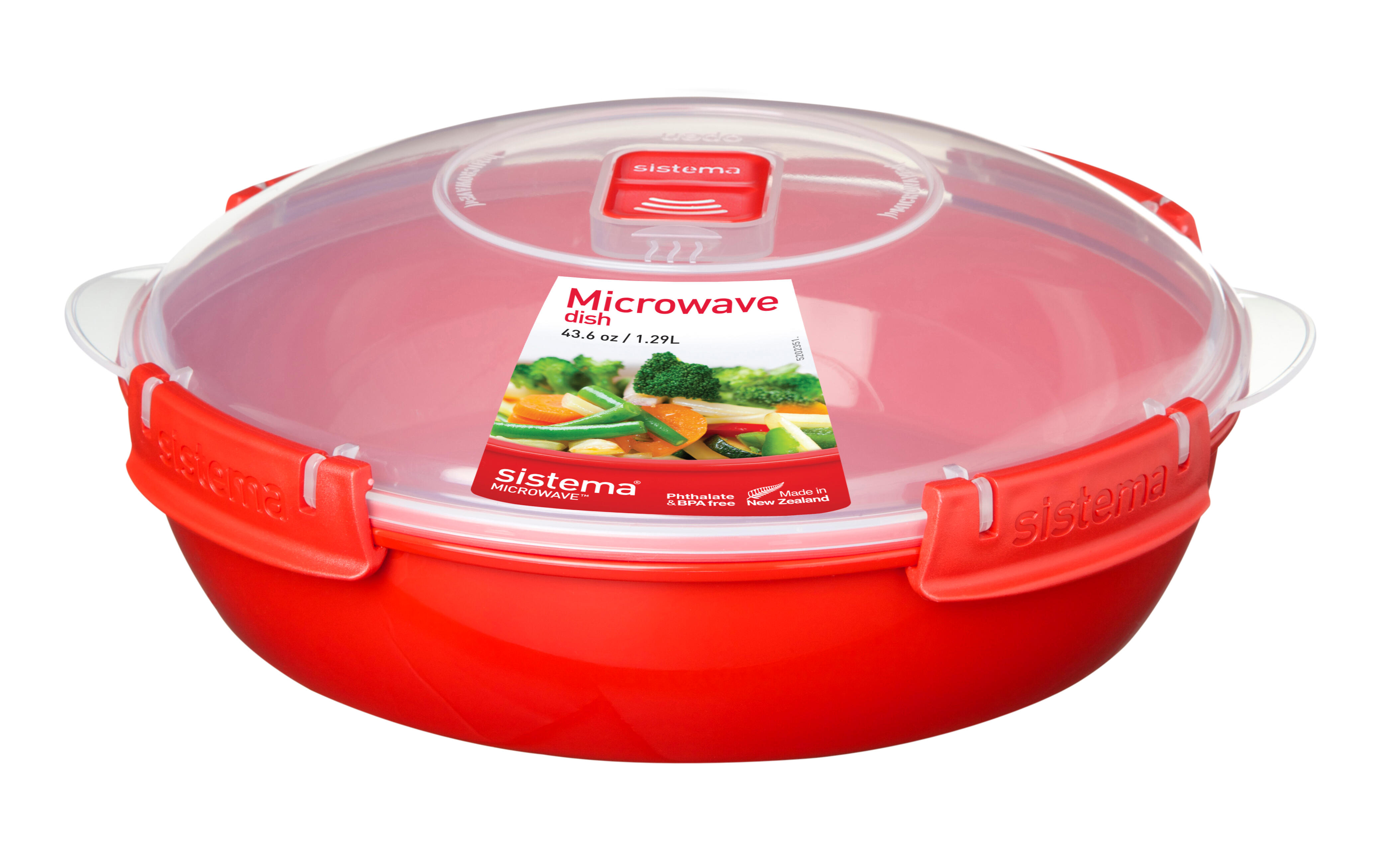SISTEMA Kulatá miska pro uchování a ohřívání jídla Microwave™ 1,29 l, červená