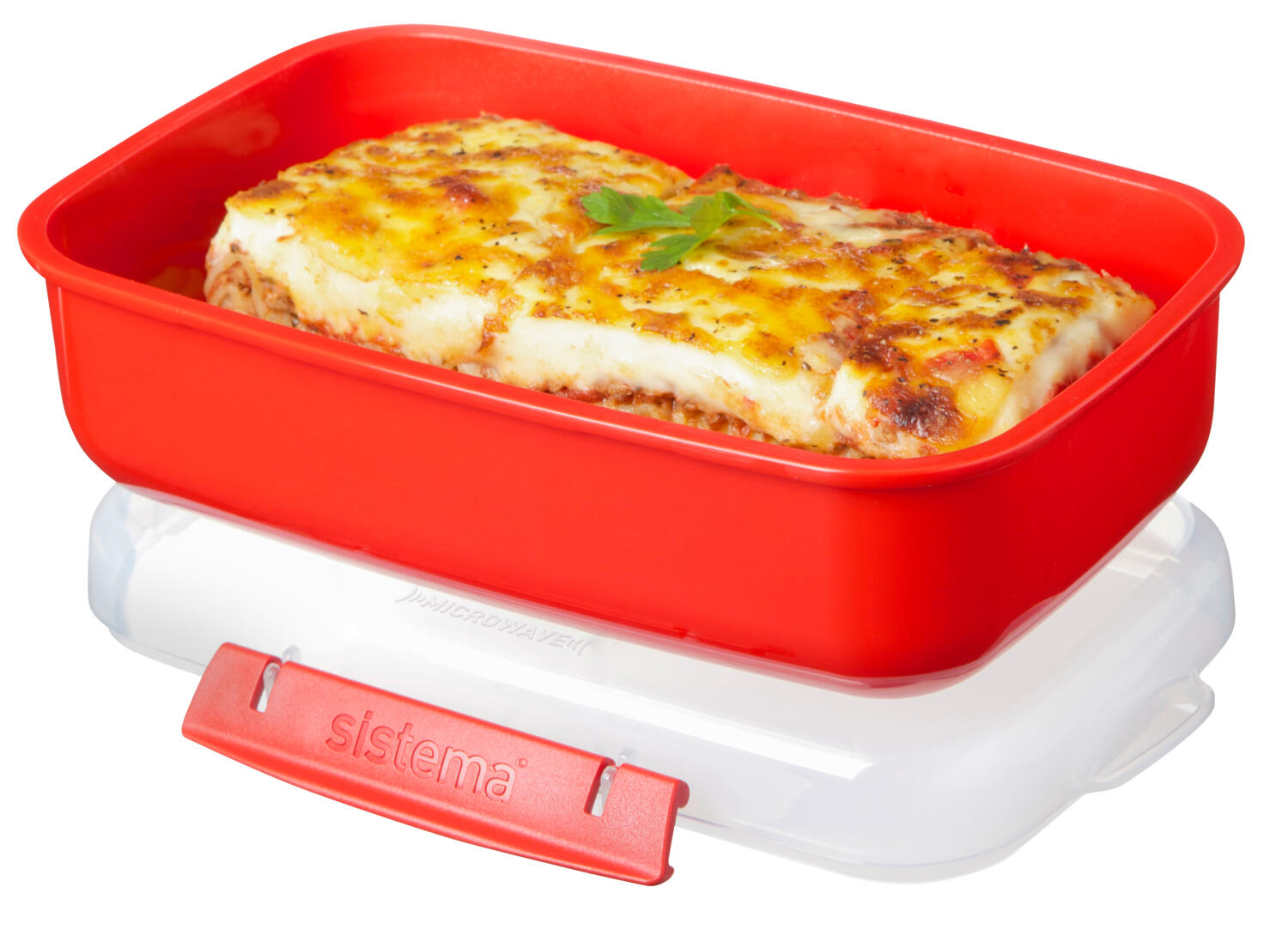Krabička na ohřev jídla v mikrovlnné troubě Microwave™ 1,25 l, červená 3/5