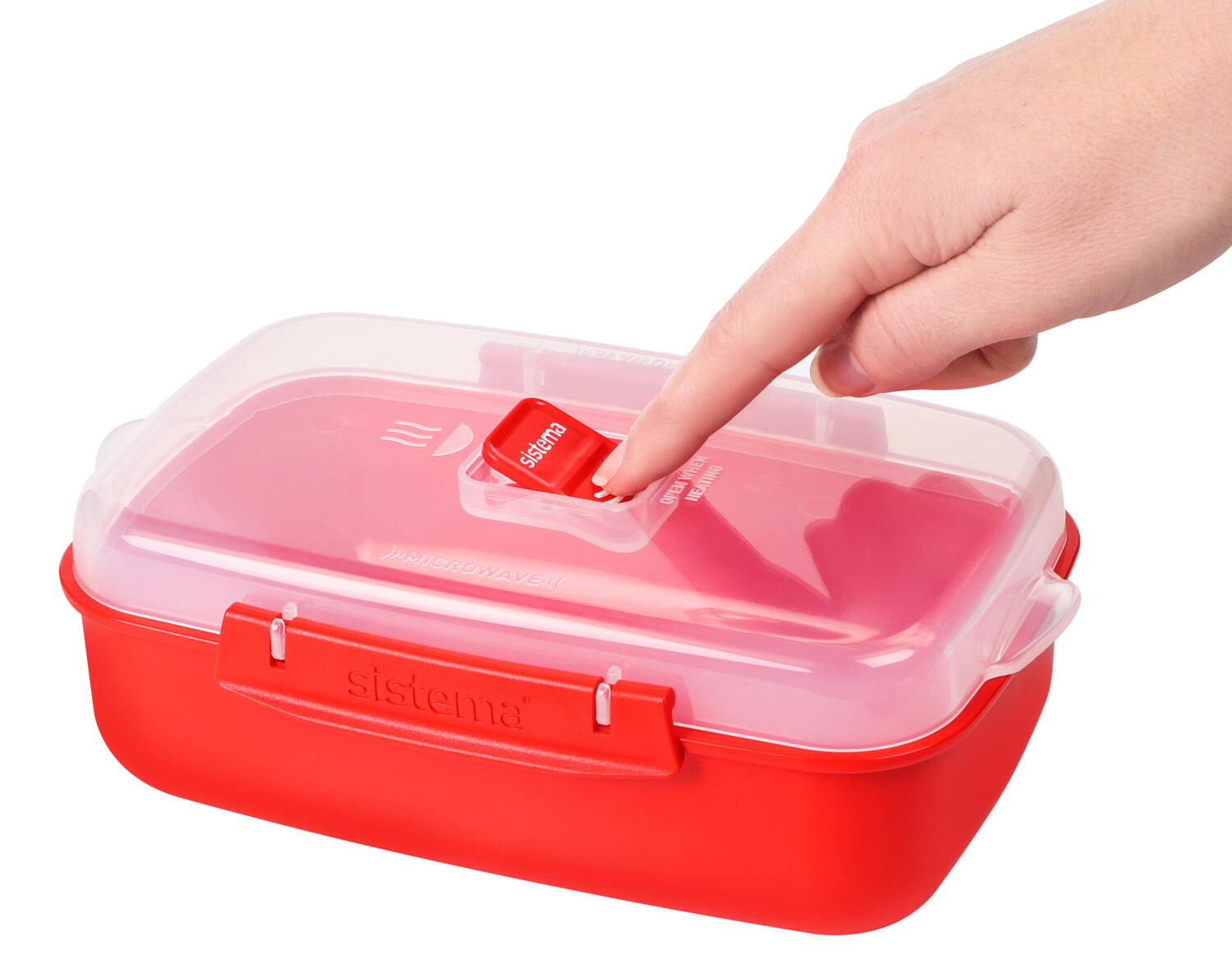 Krabička na ohřev jídla v mikrovlnné troubě Microwave™ 1,25 l, červená 2/5