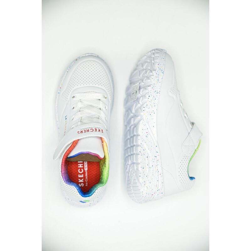 Pantofi sport copii Skechers Uno LiteRainbow Specks, Alb