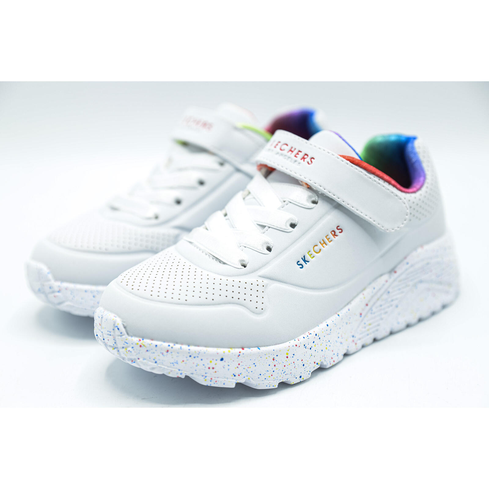 Baskets Skechers Uno LiteRainbow Specks, Blanc, Enfants 3/5