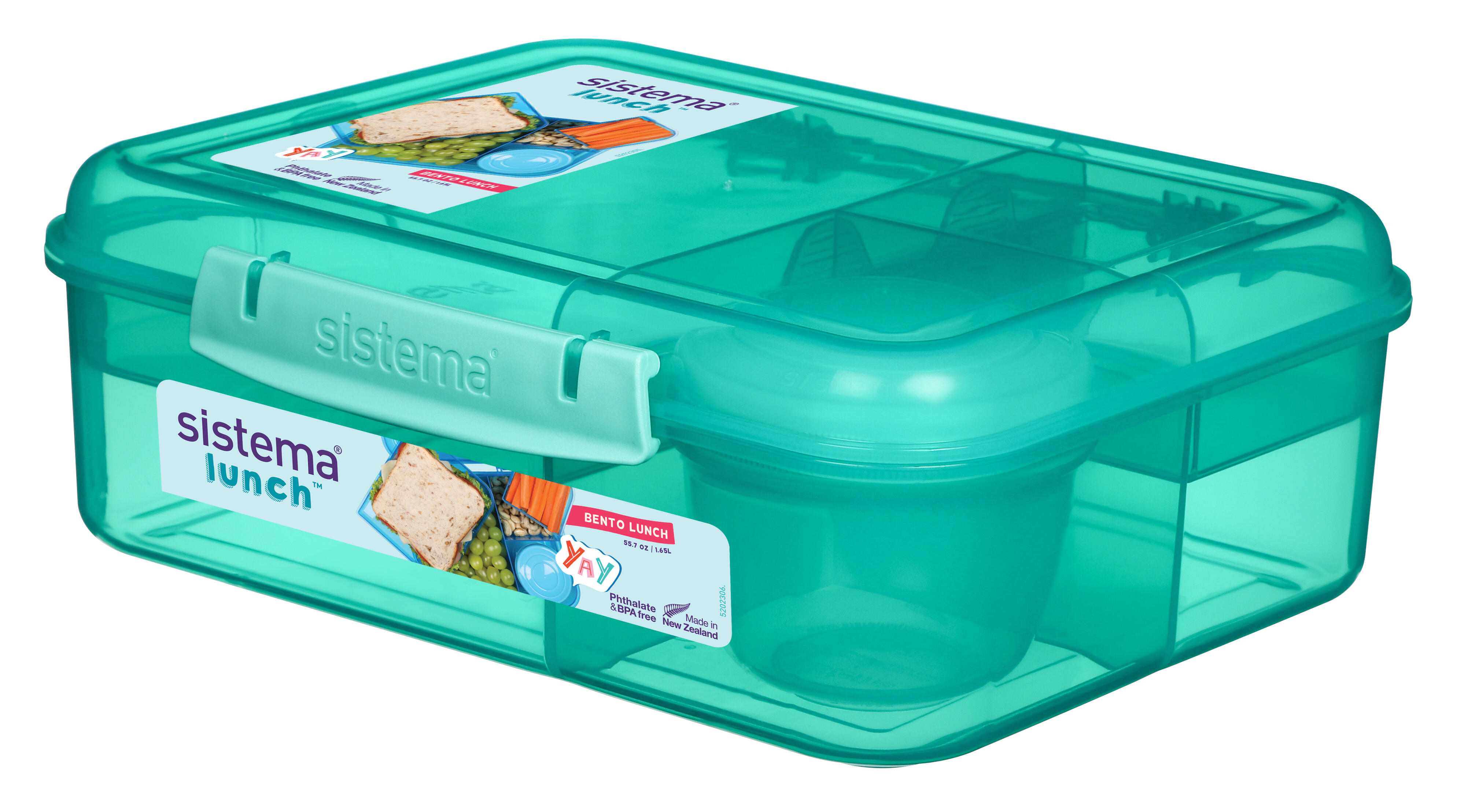 SISTEMA Tříkomorový svačinový box Lunch™ s nádobou na jogurt a 2 tácky, 1,65 l