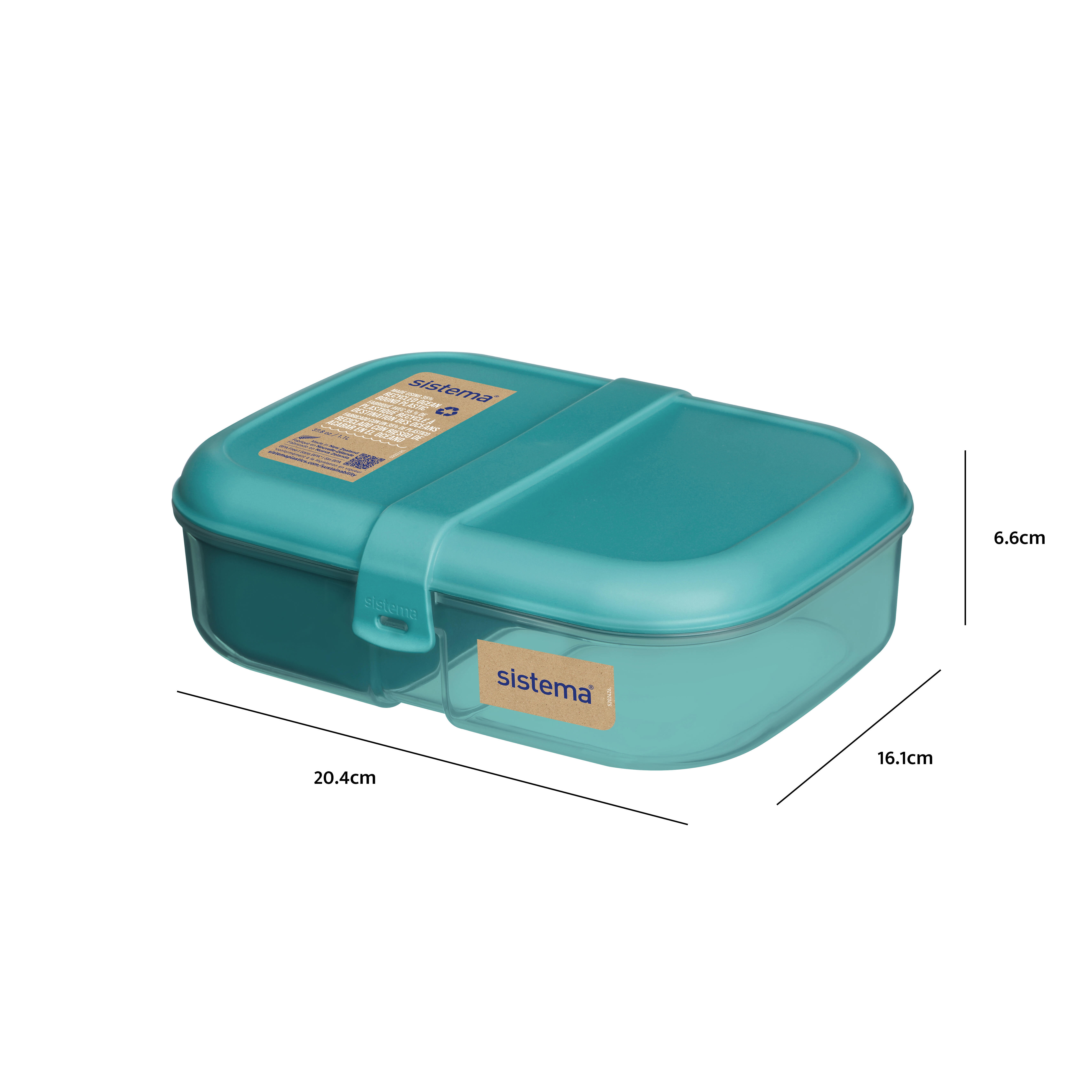 SISTEMA Tříkomorový svačinový box Ocean Bound s nádobou na jogurt nebo dip 1,1 l