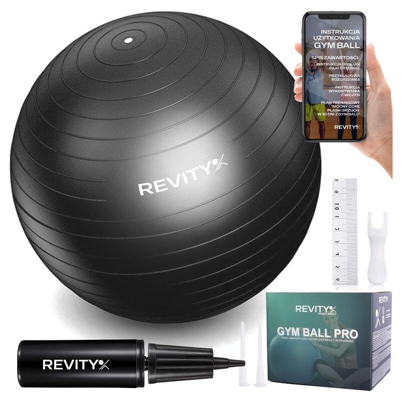 Piłka fitness do ćwiczeń gimnastyczna rehabilitacyjna Gym Ball czarna 55-75 CM 1