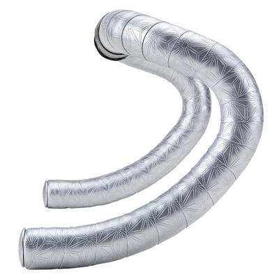 Nastro manubrio da ciclismo Supacaz - Brillante - Platino + Platino Star Plugz