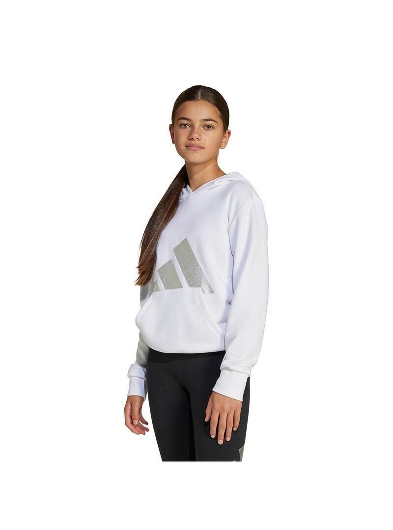 Felpa con cappuccio in pile per ragazza Adidas Jg glam hd Bianco 2/5