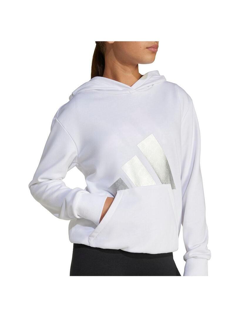 Felpa con cappuccio in pile per ragazza Adidas Jg glam hd Bianco 5/5
