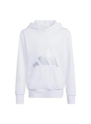 Sweat à capuche en molleton pour fille Adidas Jg glam hd blanc.