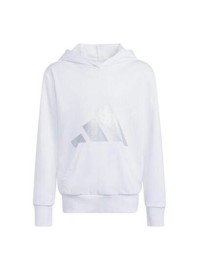 Sweat à capuche en molleton pour fille Adidas Jg glam hd blanc.