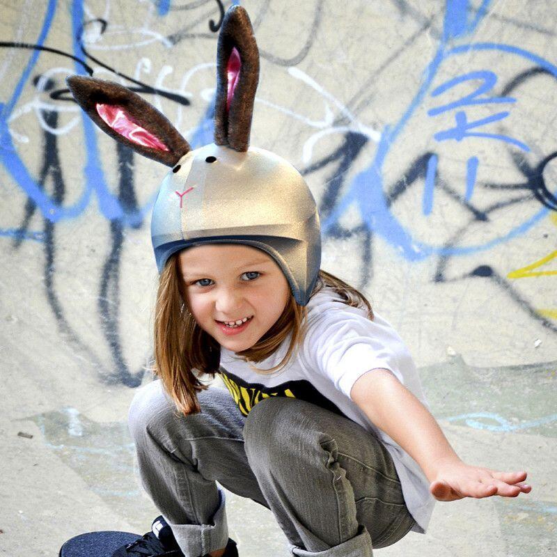 Housse de casque fantaisie - Coolcasc - Lapin gris - Taille unique 2/7
